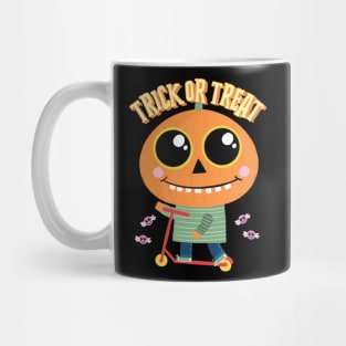 Halloween Cute Pumpkin Kid on Scooter Mug